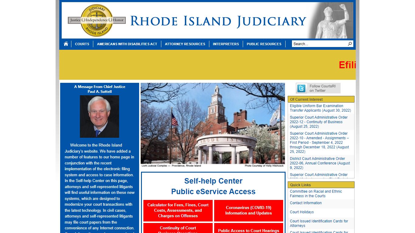 Rhode Island - A Message From Chief Justice